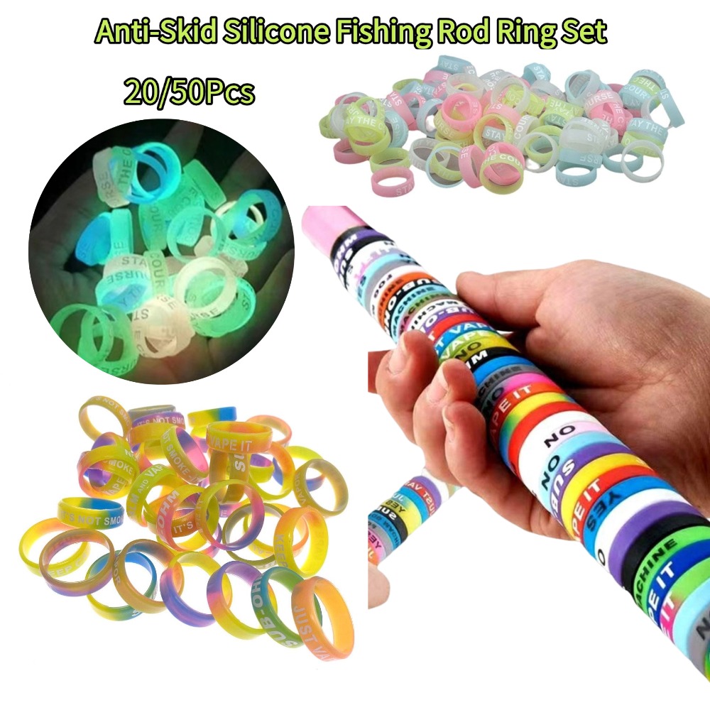 Fishing Rod Glove - 20/50Pcs Anti-Skid Silicone Fishing Rod Ring