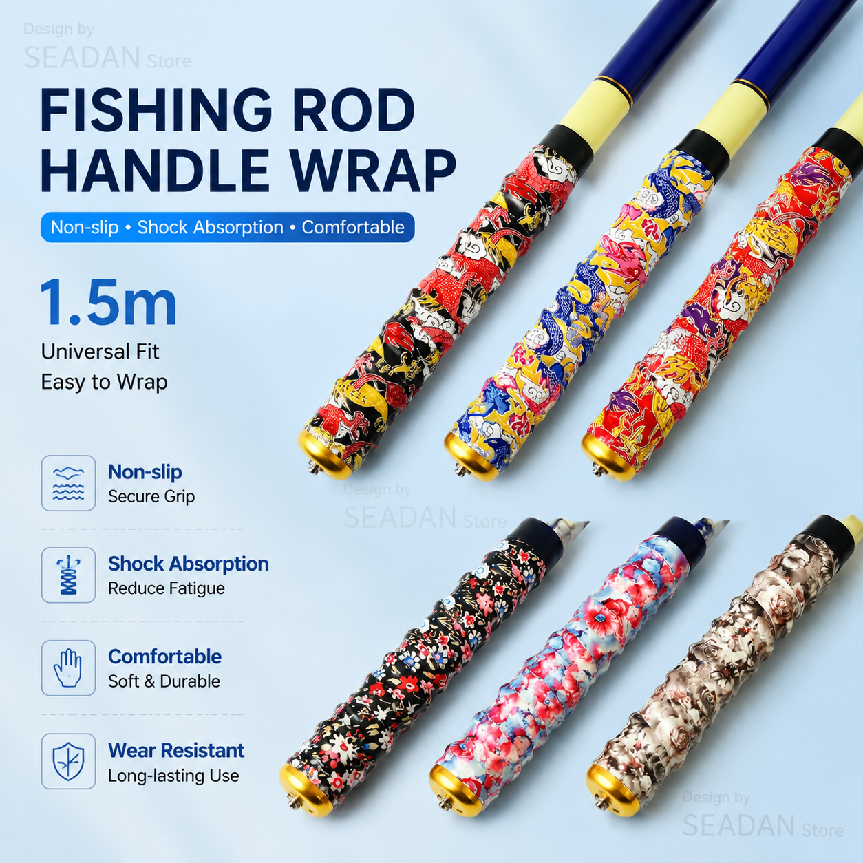 Fishing Rod Glove - 1.5m Floral Dragon Pattern Fishing Rod