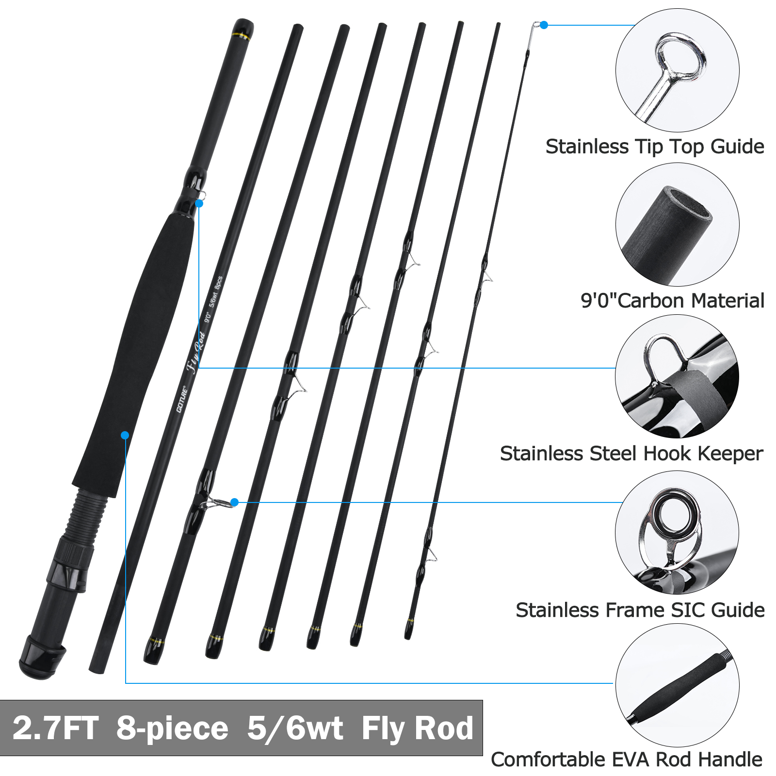 Goture 8Section Travel Fly Fis - Fly Fishing Set のレビューと価格