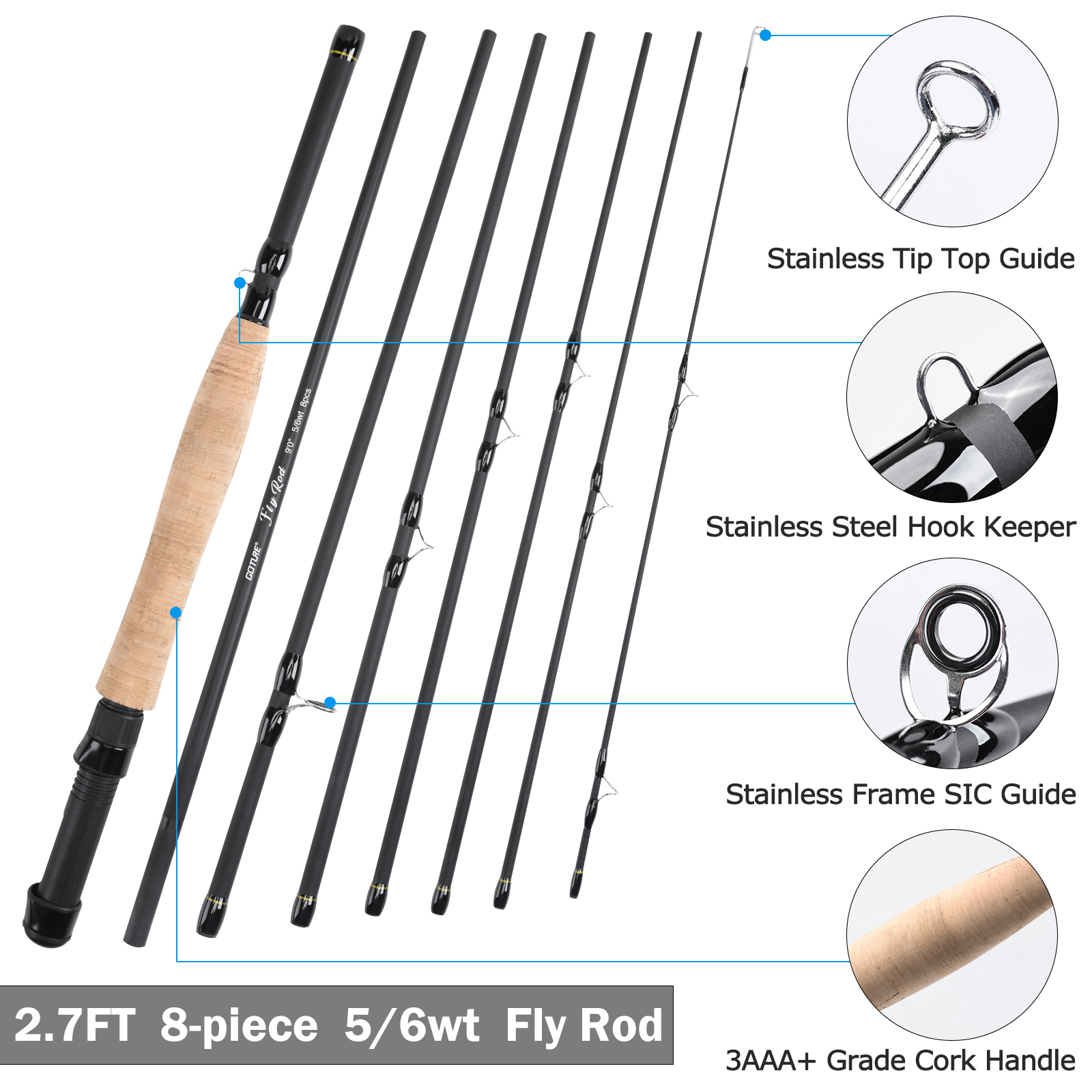 Goture 8Section Travel Fly Fis - Fly Fishing Set のレビューと価格