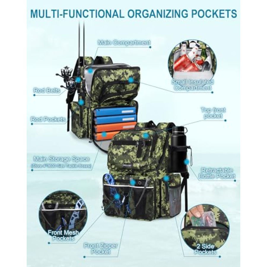 Fishing Backpack with Rod Hold - Fishing Equipment Us のレビューと価格
